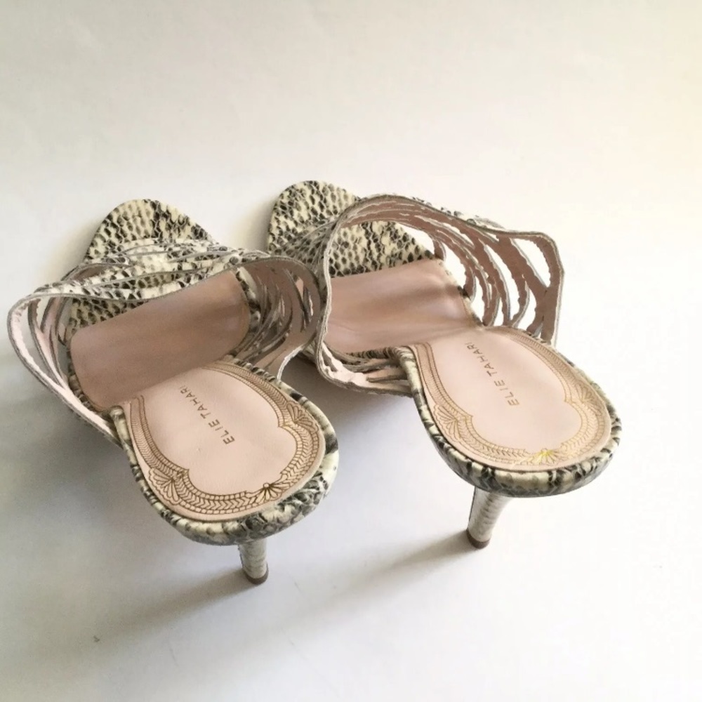 Elie Tahari Snake Print Strap Open Toes Leather - image 7